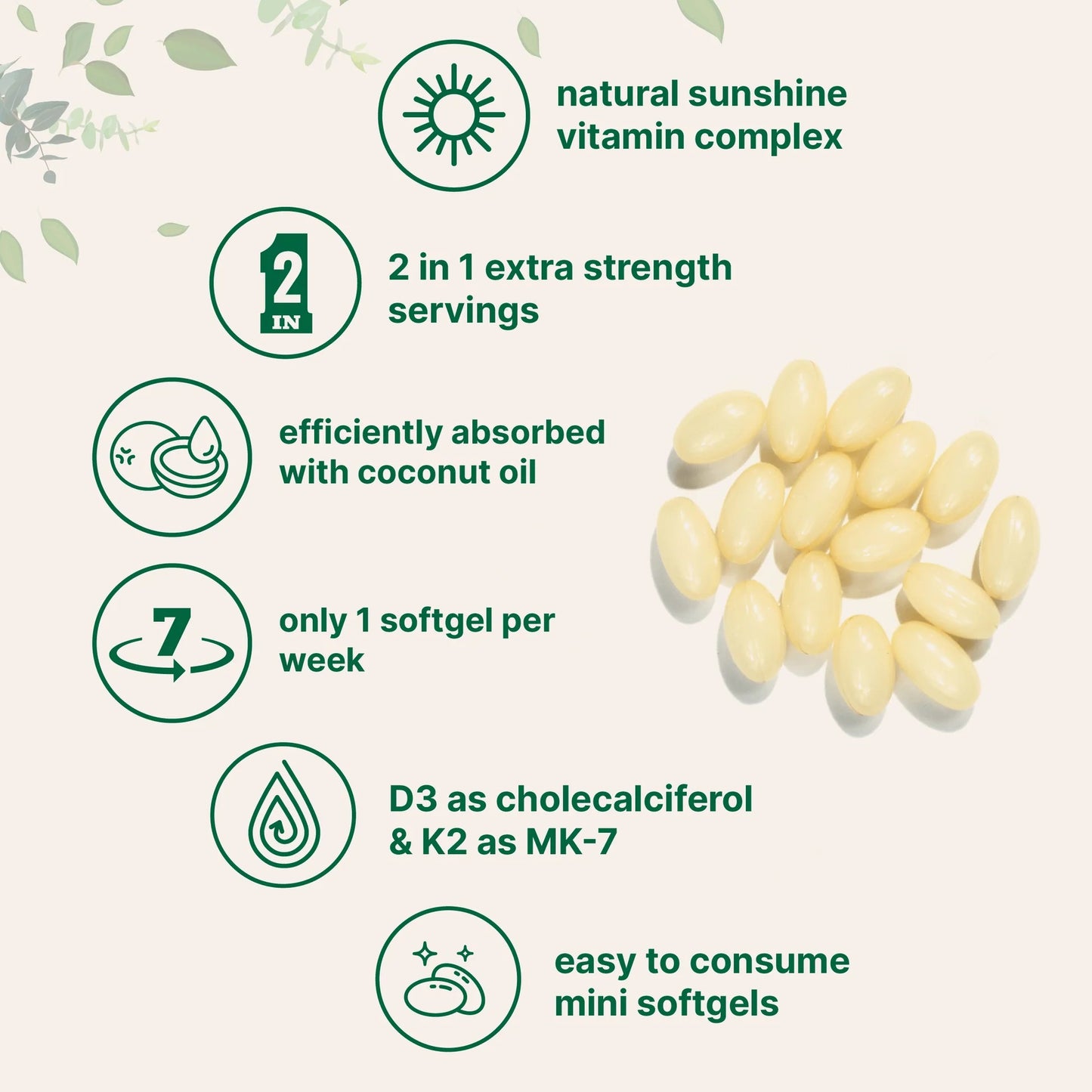 Vitamin D3 K2 Supplement Softgels VIP